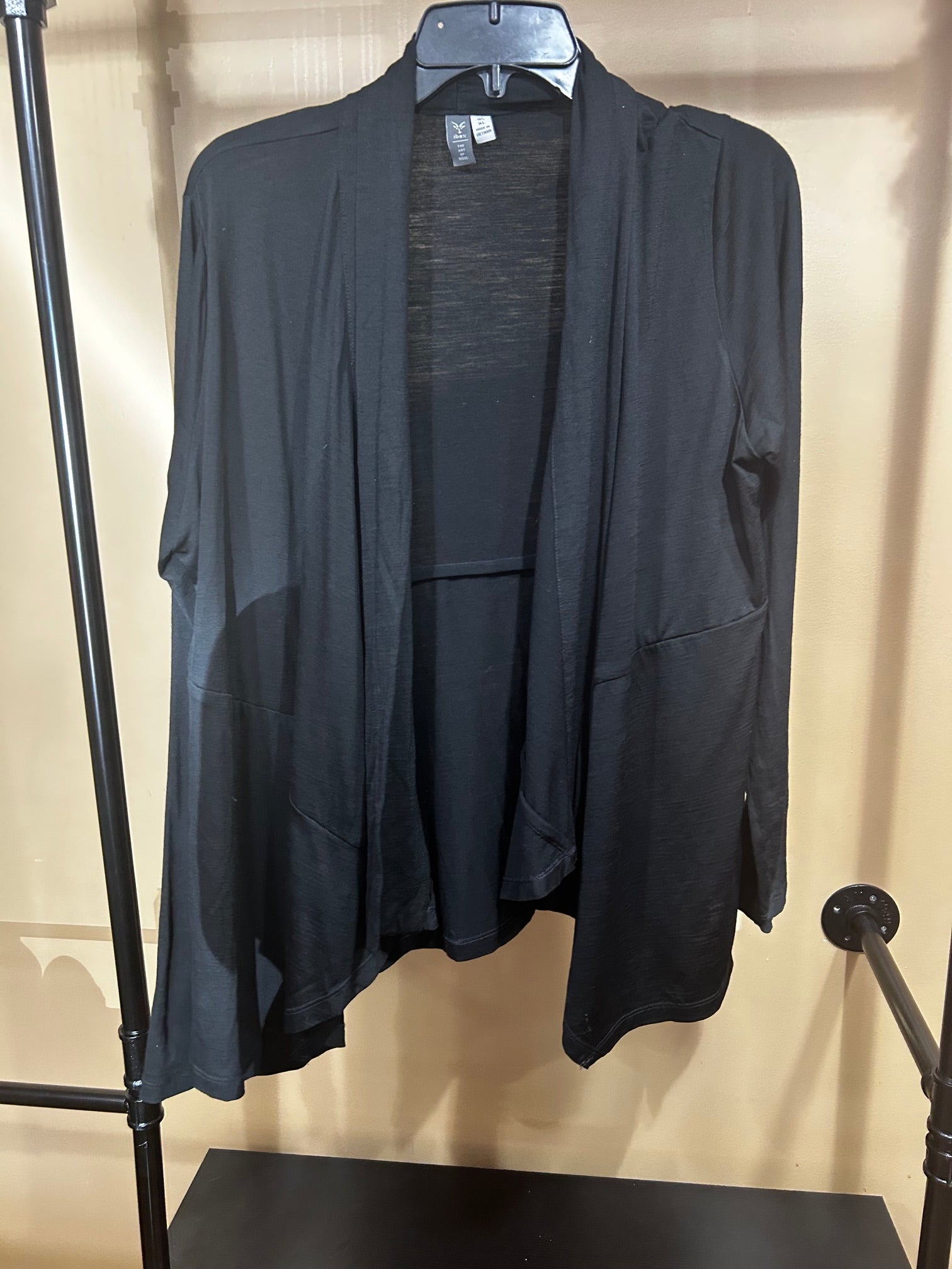 Black  Ibex Merino Wool Cardigan Cardigan, XL