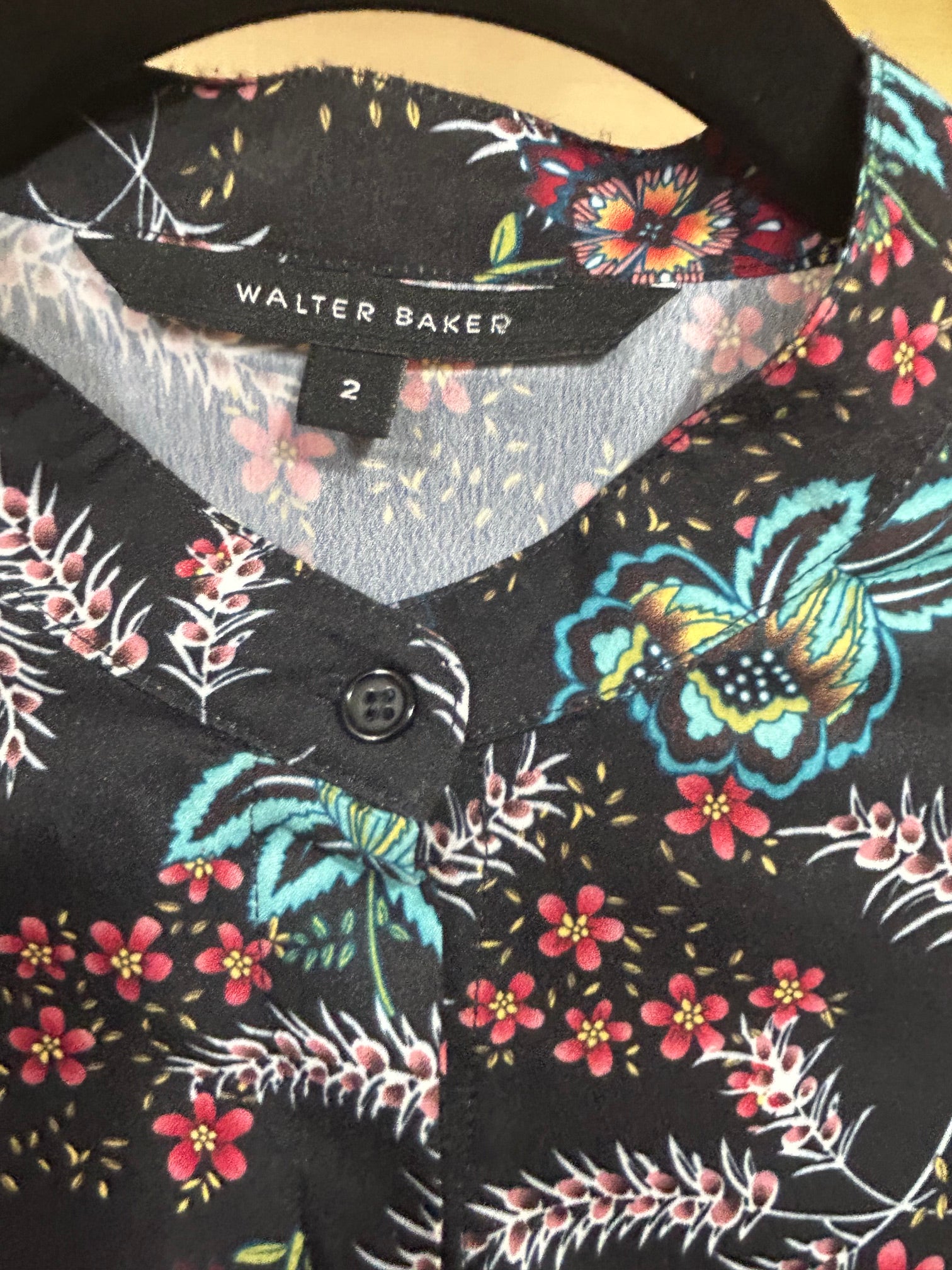 Black Print Walter Baker $225 Fiona Ruffled Dress, 2