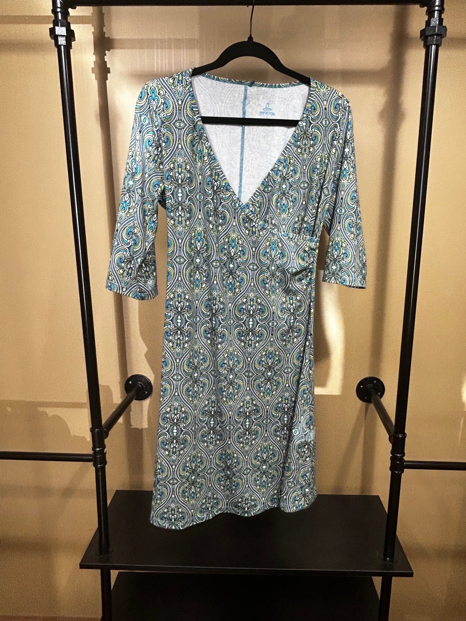 Paisley Prana Breathe Faux Wrap  Dress, L
