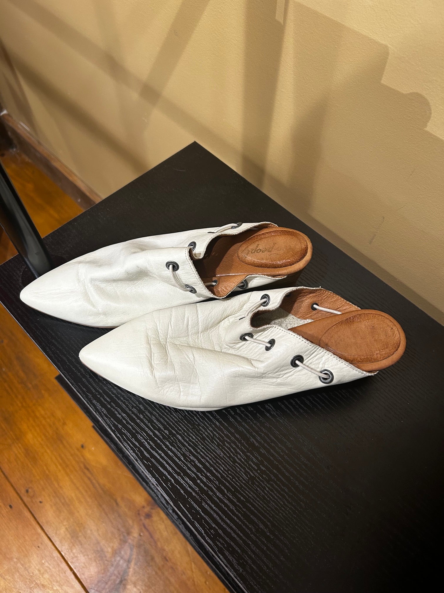 Cream Free People Versailles Leather Mules, 40