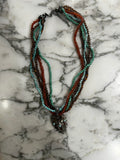 Multicolored Treska Multi-Strand Beaded Pendant Necklace , OS