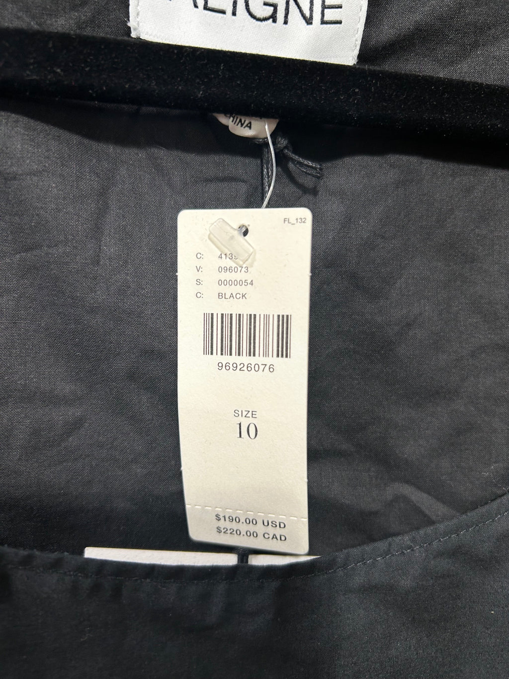 Black Aligne NWT $190 Dress, 10