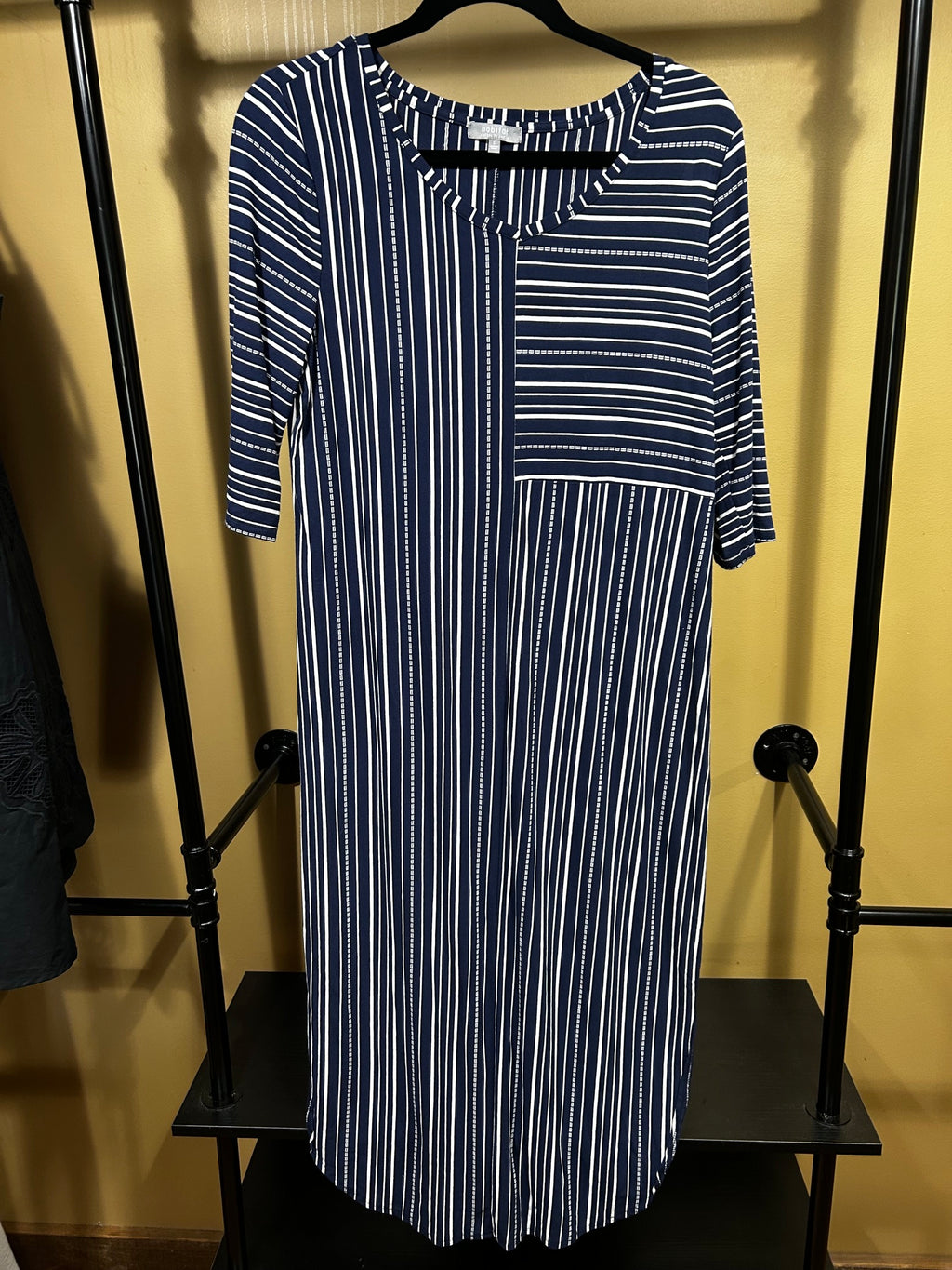 Blue Striped Habitat Rayon/Spandex Dress, S