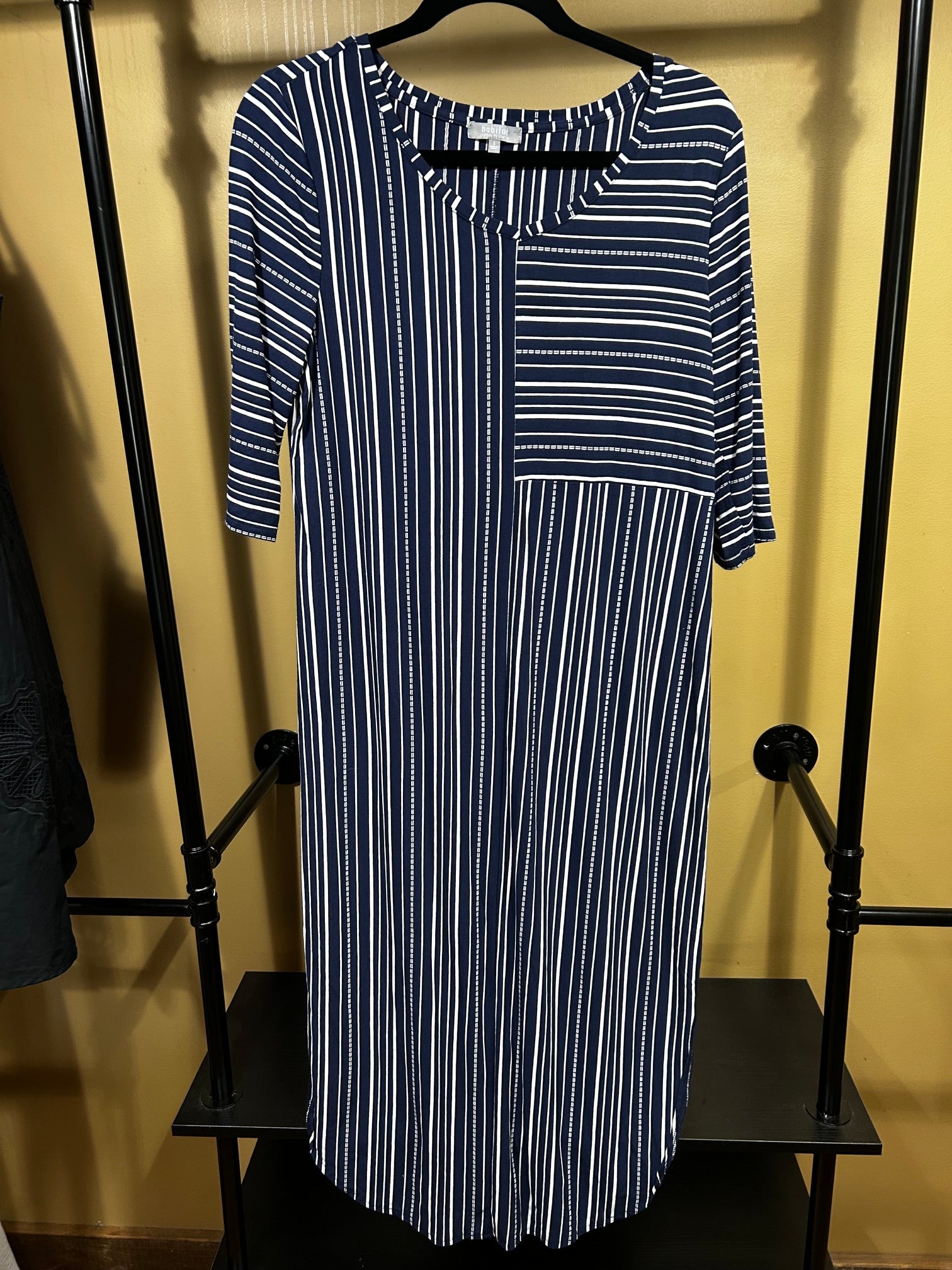 Blue Striped Habitat Rayon/Spandex Dress, S