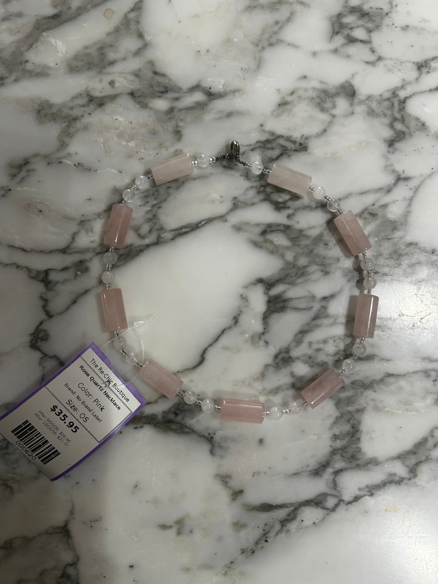 Pink No Brand Label Rose Quartz Necklace, OS