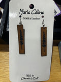 Brown Marie Celine Leather Earrings, OS