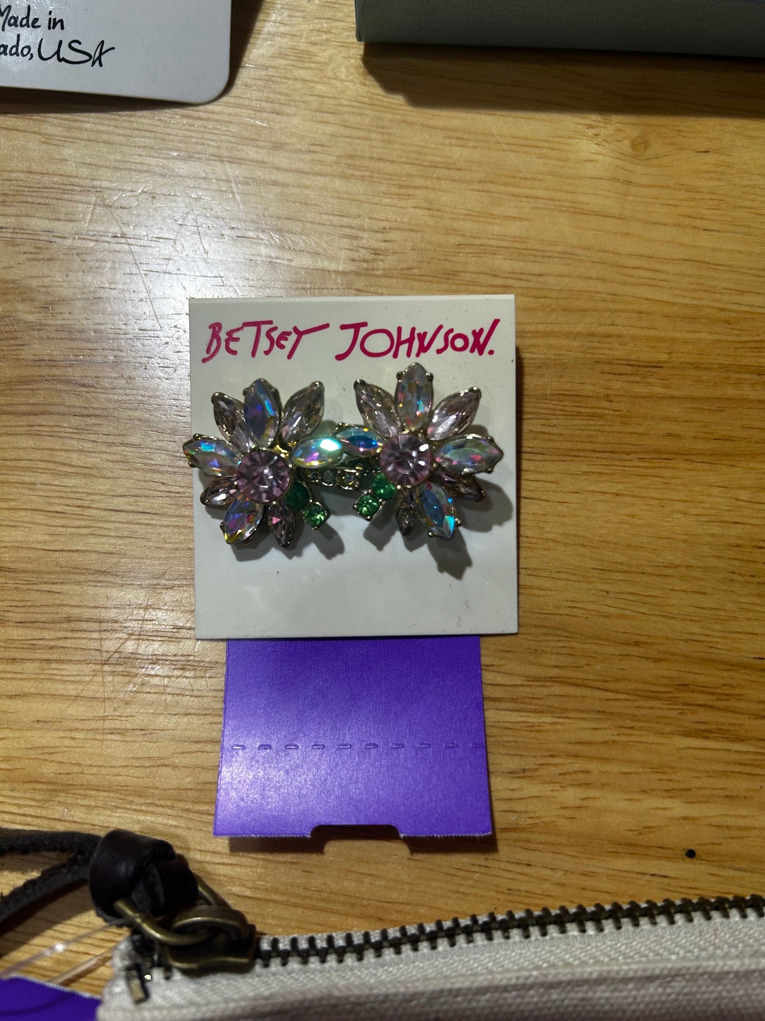 Multi Betsey Johnson Mixed Stone Flower Earrings, OS
