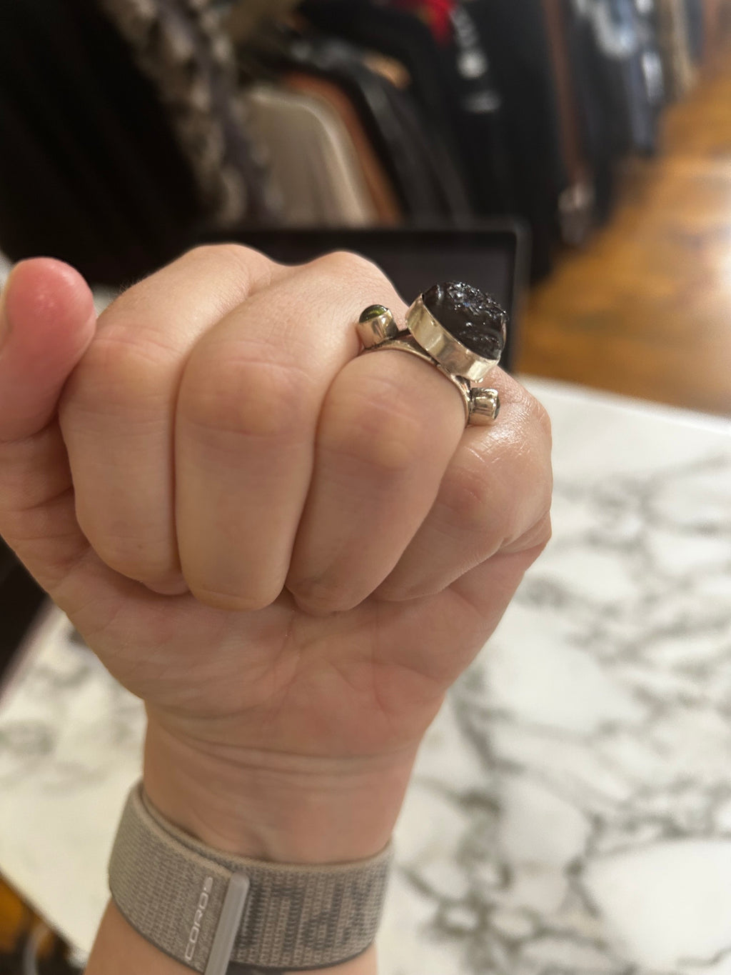 Sterling Silver No Brand Label 925  Natural Stone Ring, OS