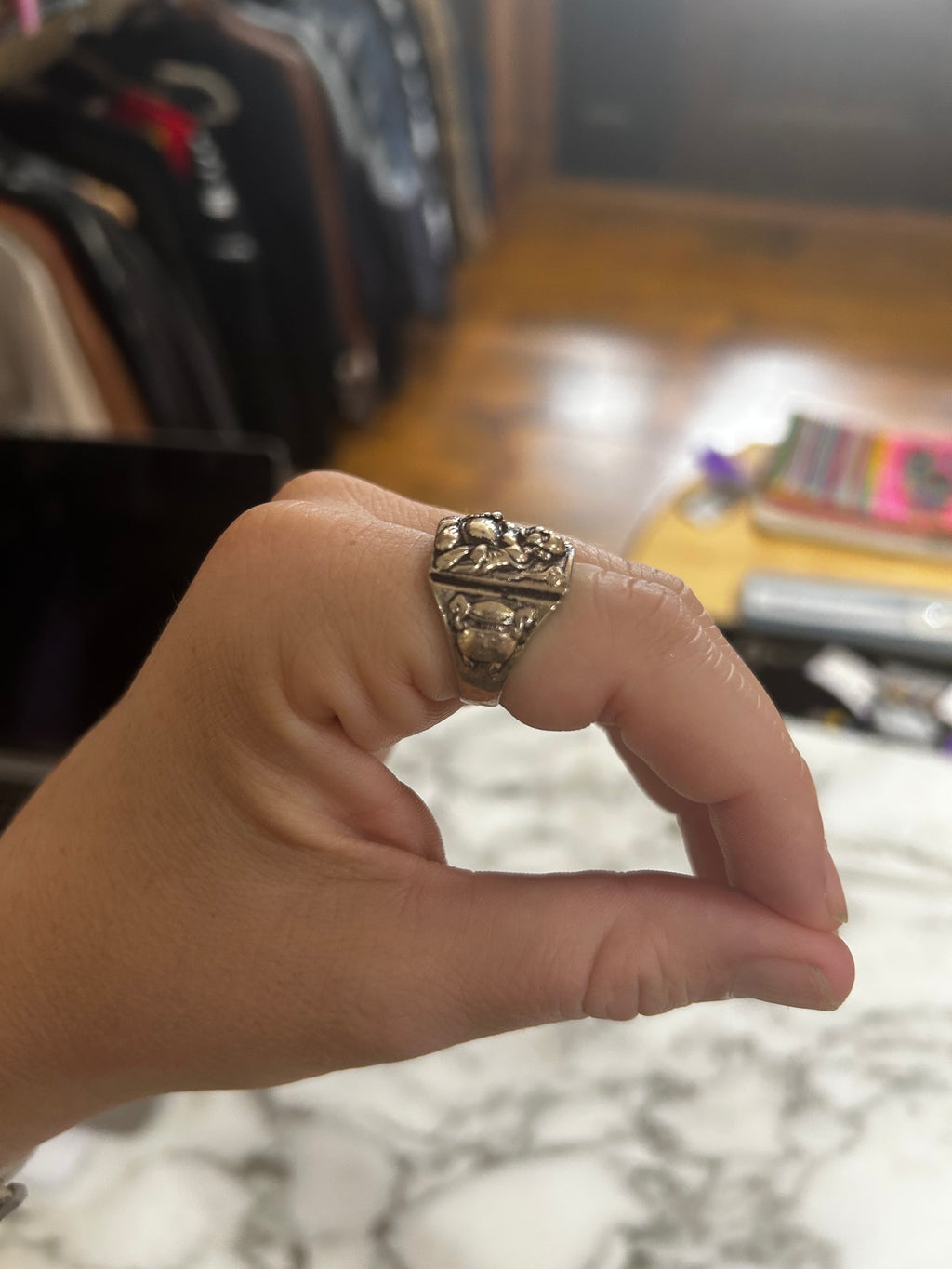 Silver No Brand Label Buddha Ring, 8