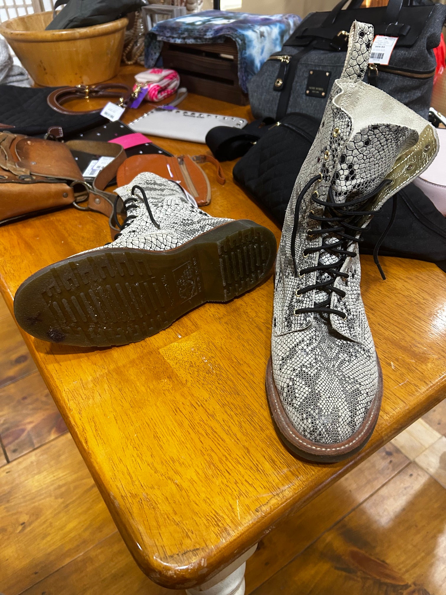 Made in England Dr. Martens $450 Python Amazzonia Boots, 10