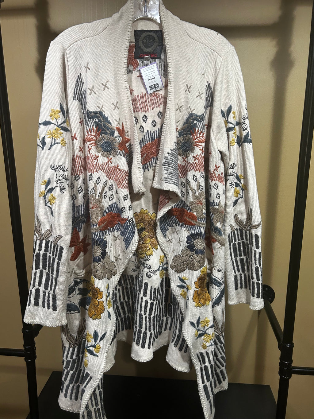 Embriodered Johnny Was Sarina Wrap Cardigan , M