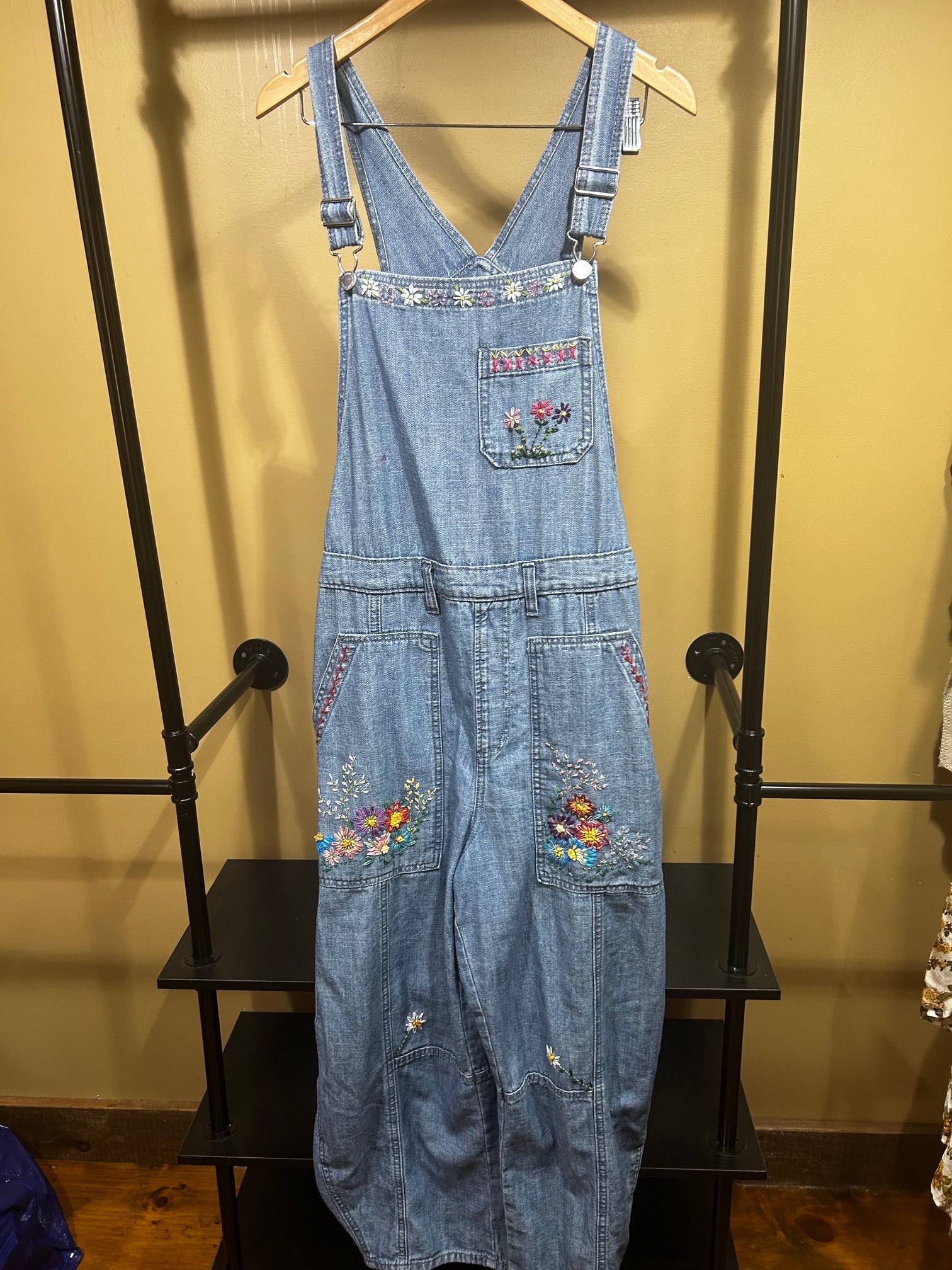 Hand Embroidered Universal Thread Barrel Overalls, XXL