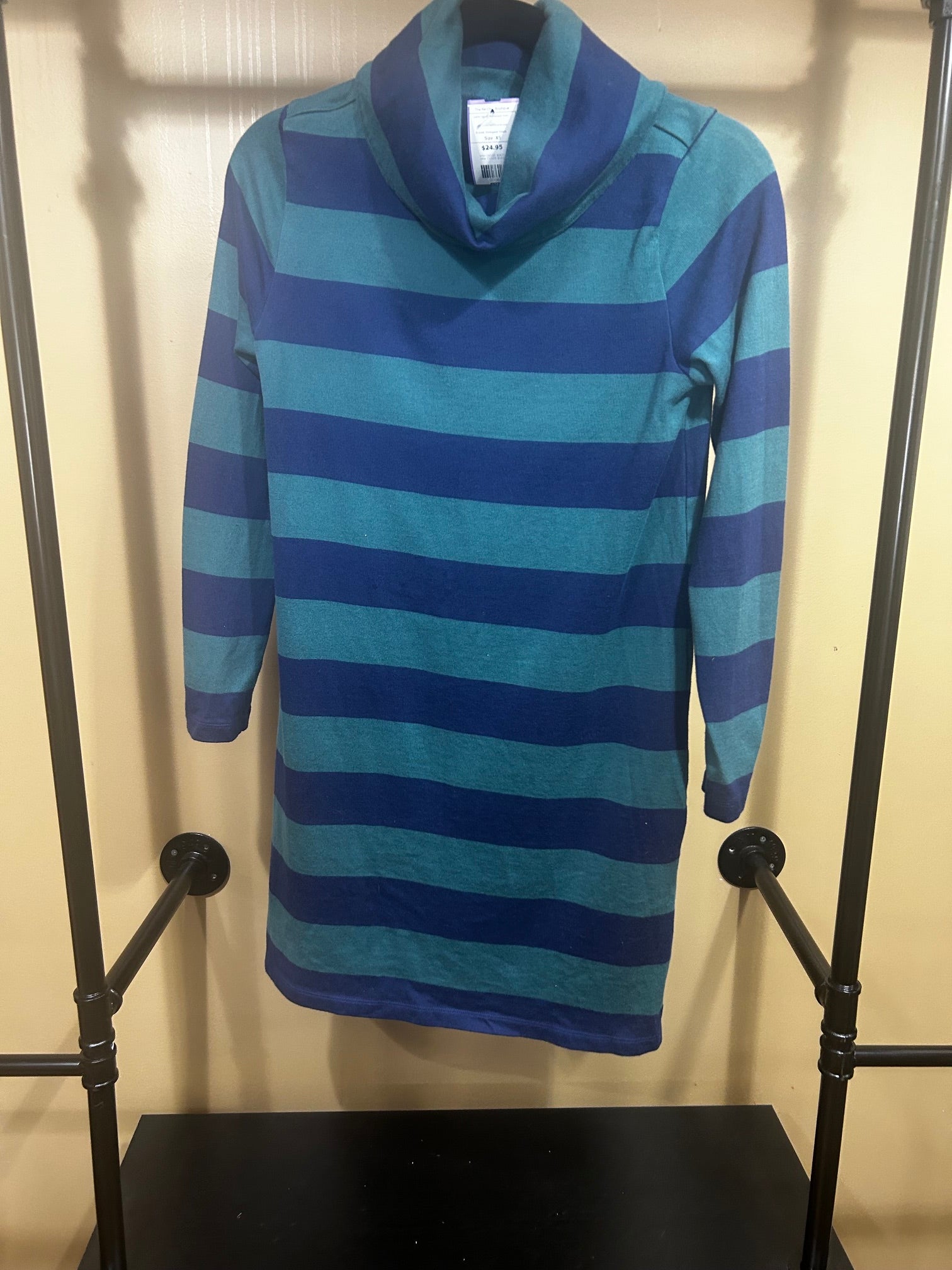 Green and Blue Striped Vineyard Vines 100% Cotton Turtleneck Tunic , XS