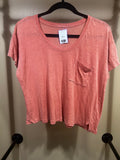 Orange Lou & Gray Cropped Linen Top, S