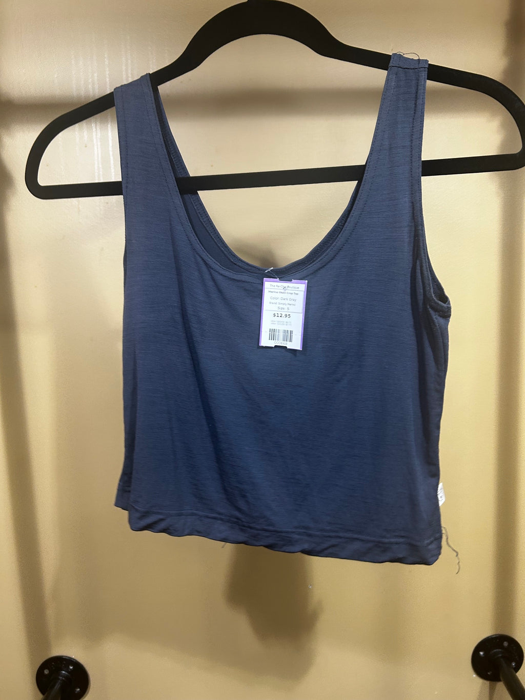 Dark Gray Simply Merino Merino Wool Crop Top, S