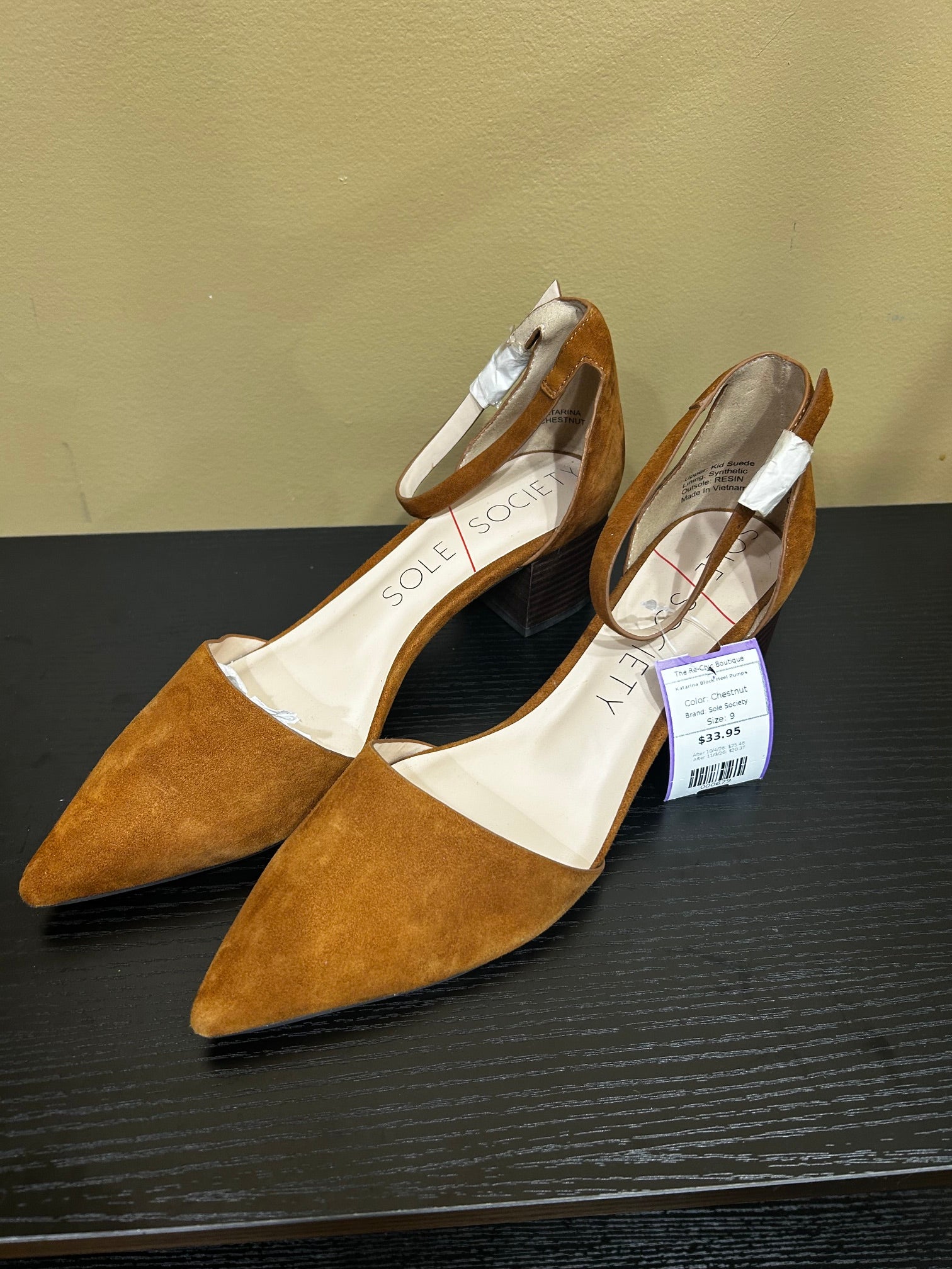 Chestnut Sole Society Katarina Block Heel Pumps, 9