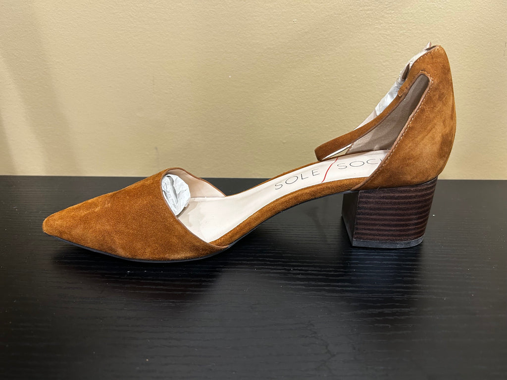 Chestnut Sole Society Katarina Block Heel Pumps, 9