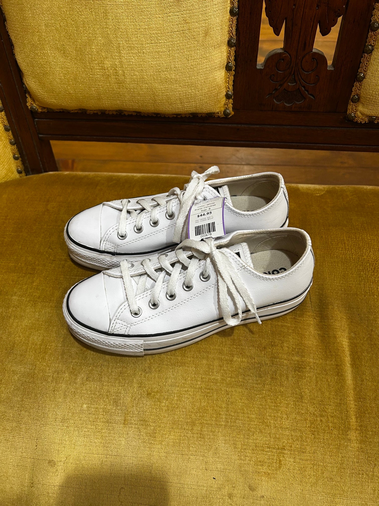 White Converse All-Star Platform Sneakers, 8