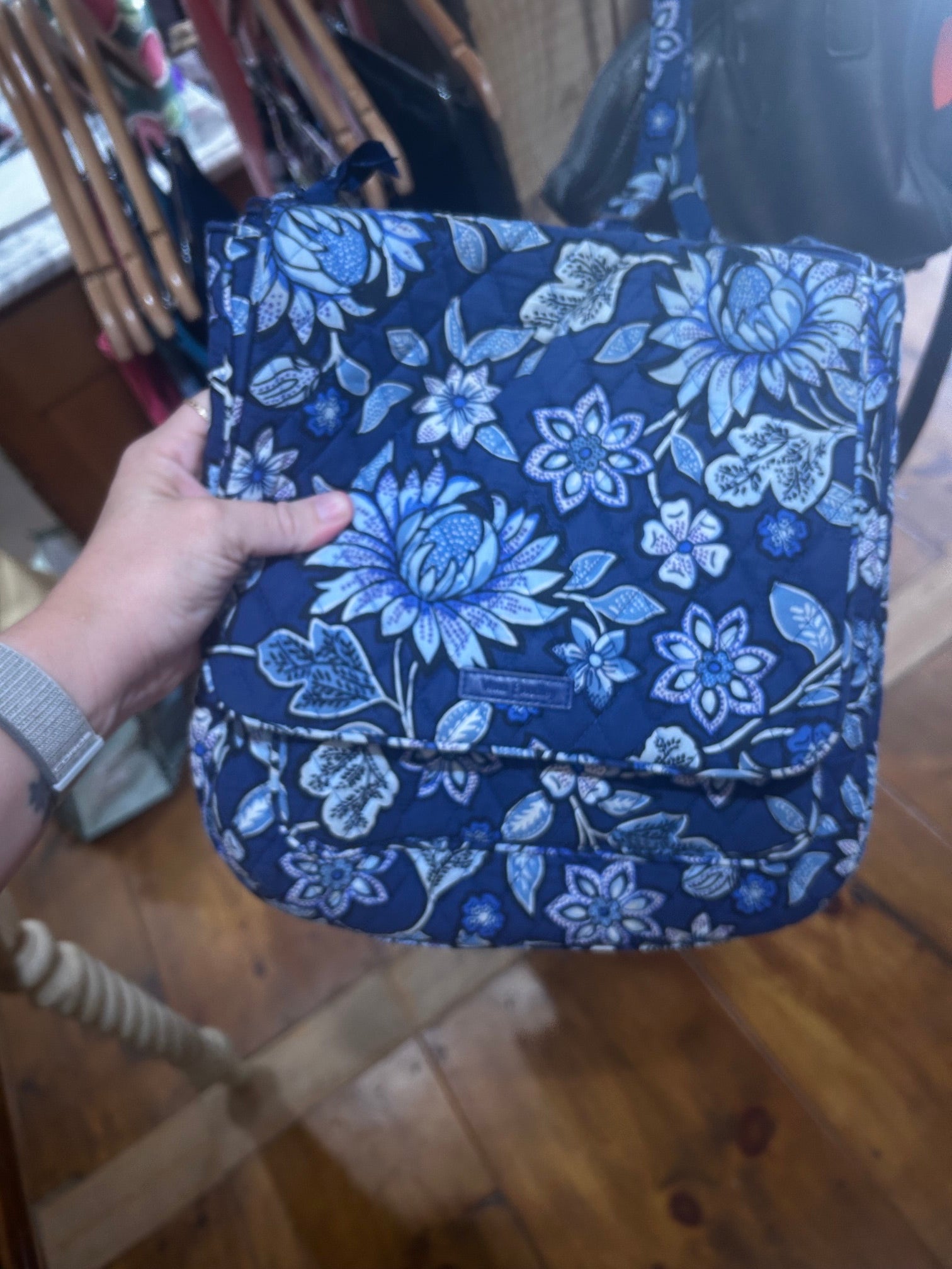 Blue Print Vera Bradley Quilted Crossbody, OS
