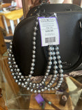 Gunmetal Faux Pearls No Brand Label Multi-Strand Necklace, OS