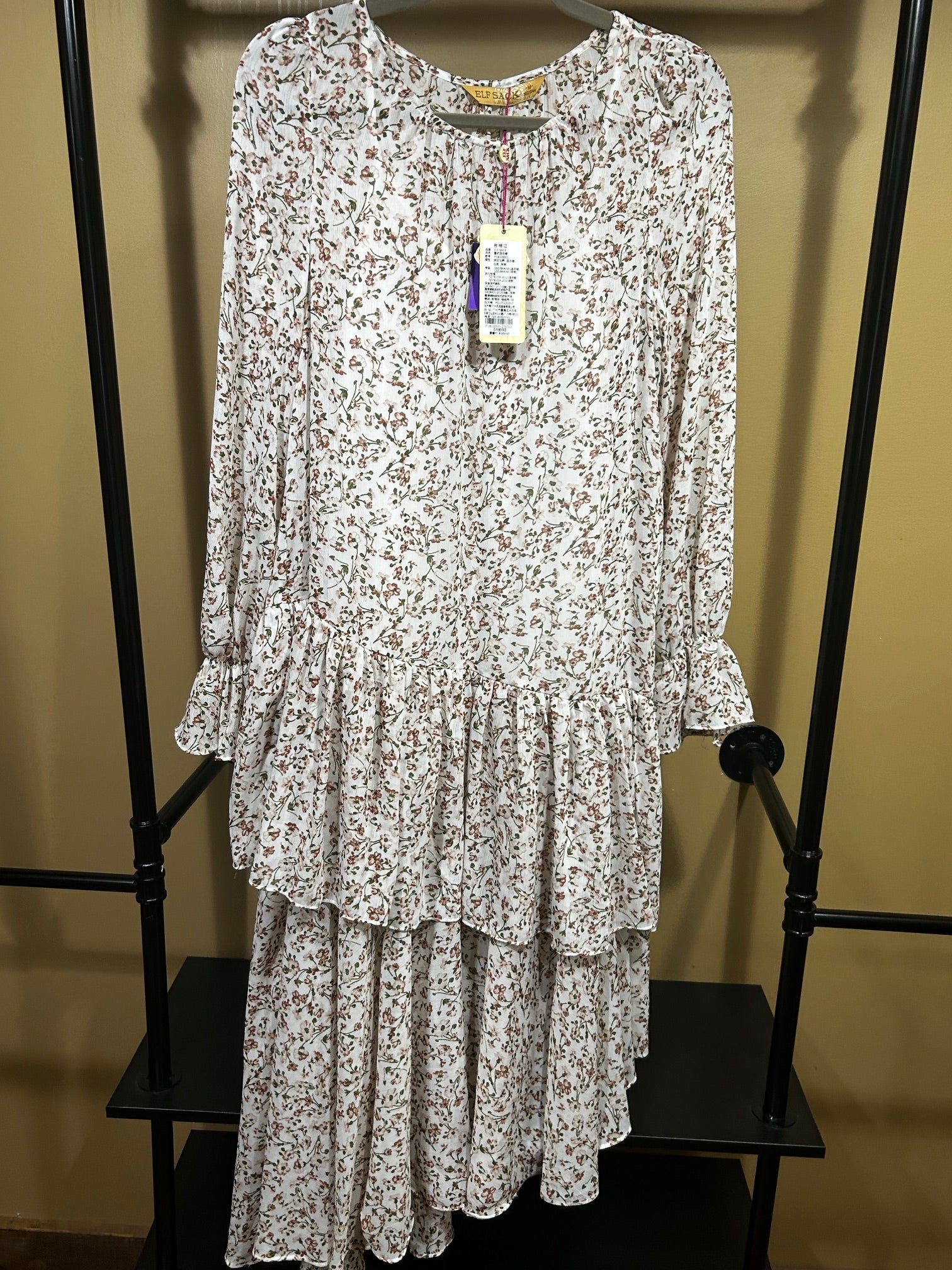 Flower-Print The Elf Sack NWT Whimsical Dress, M