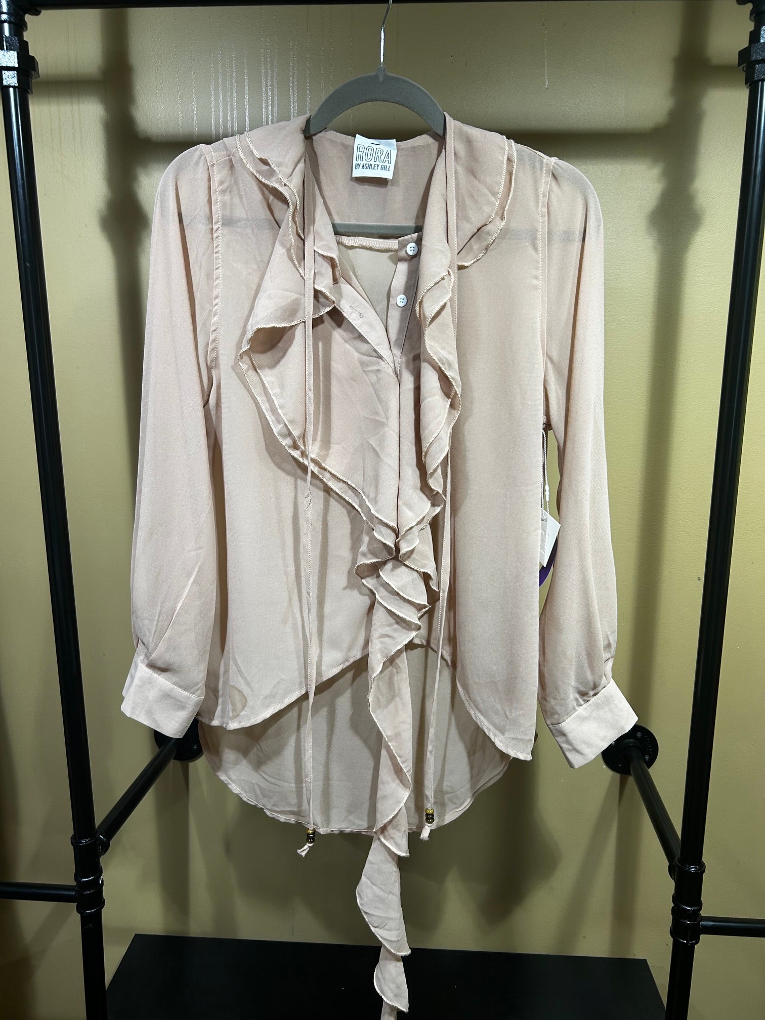 Dusty Rose Rora by ASHLEY GILL NWT Chiffon Blouse AS IS, L