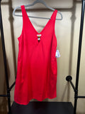Red Japna NWT Linen-Blend Shift Dress, M