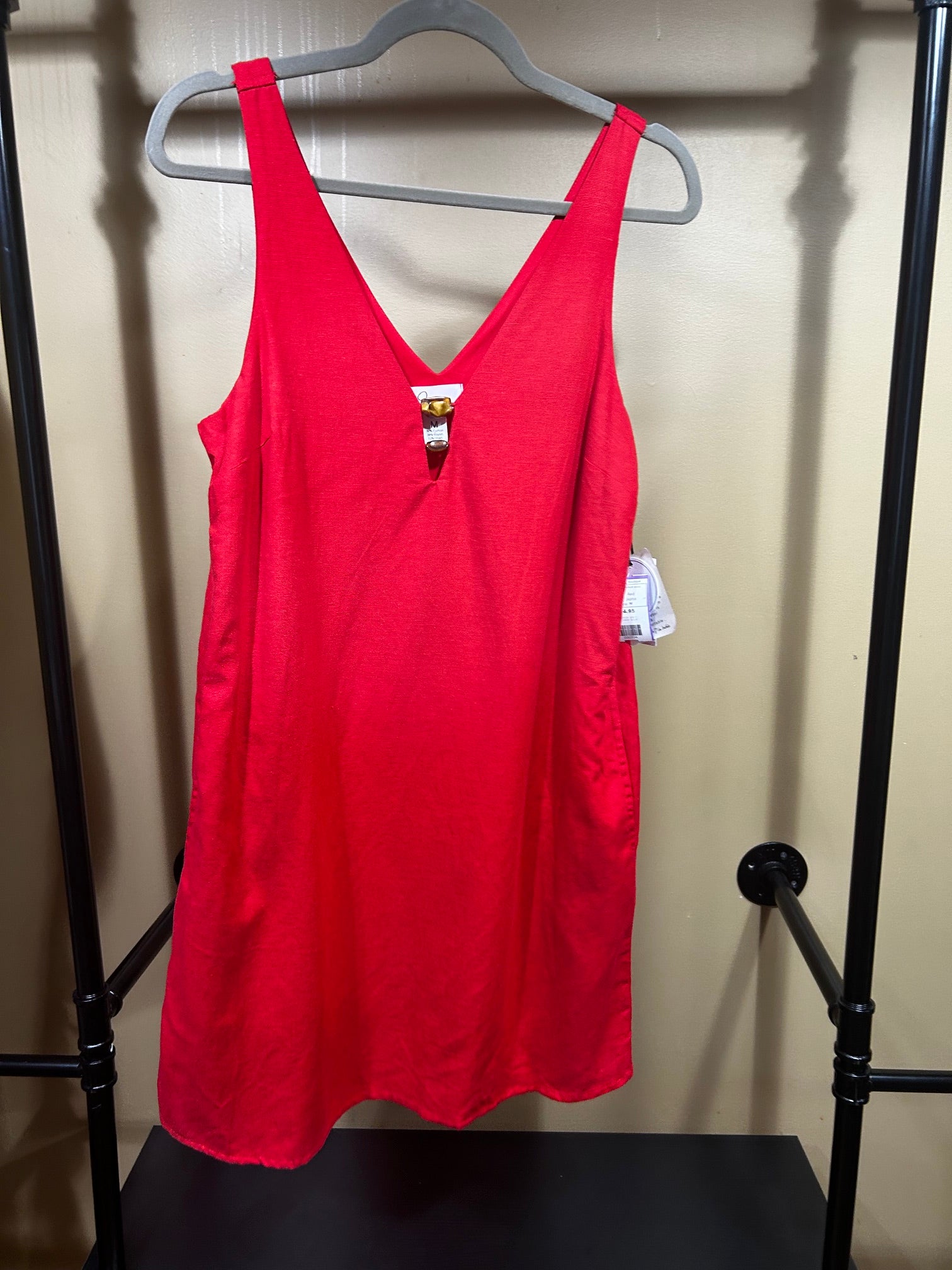 Red Japna NWT Linen-Blend Shift Dress, M