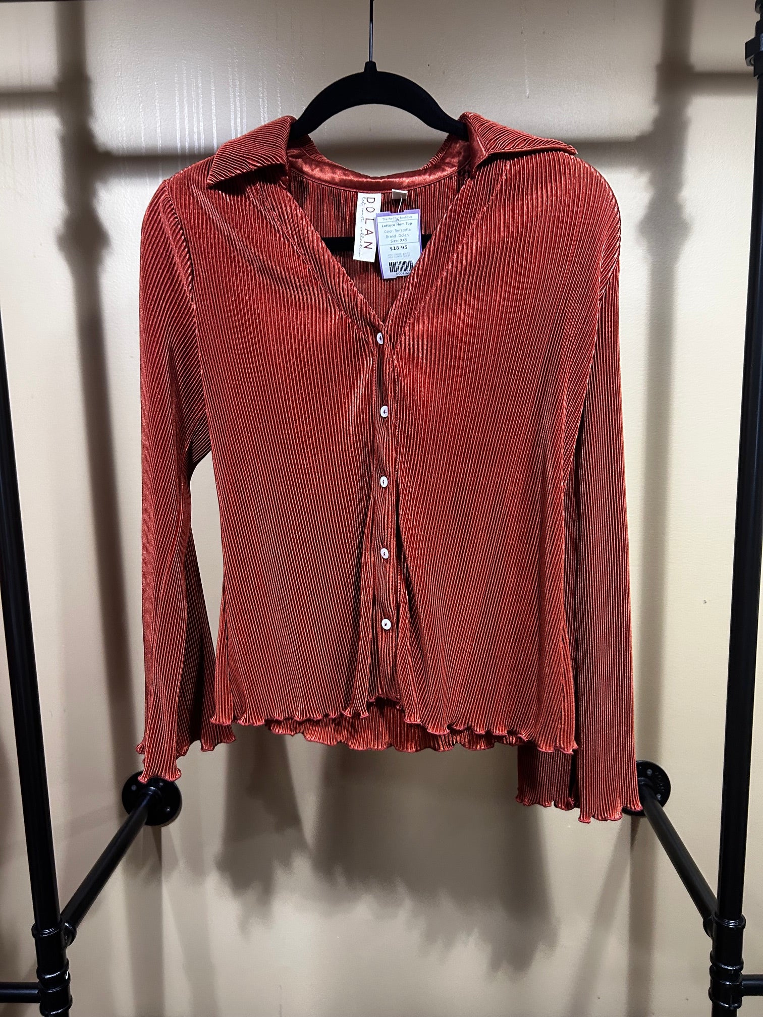 Terracotta Dolan Lettuce  Hem Top, XXS