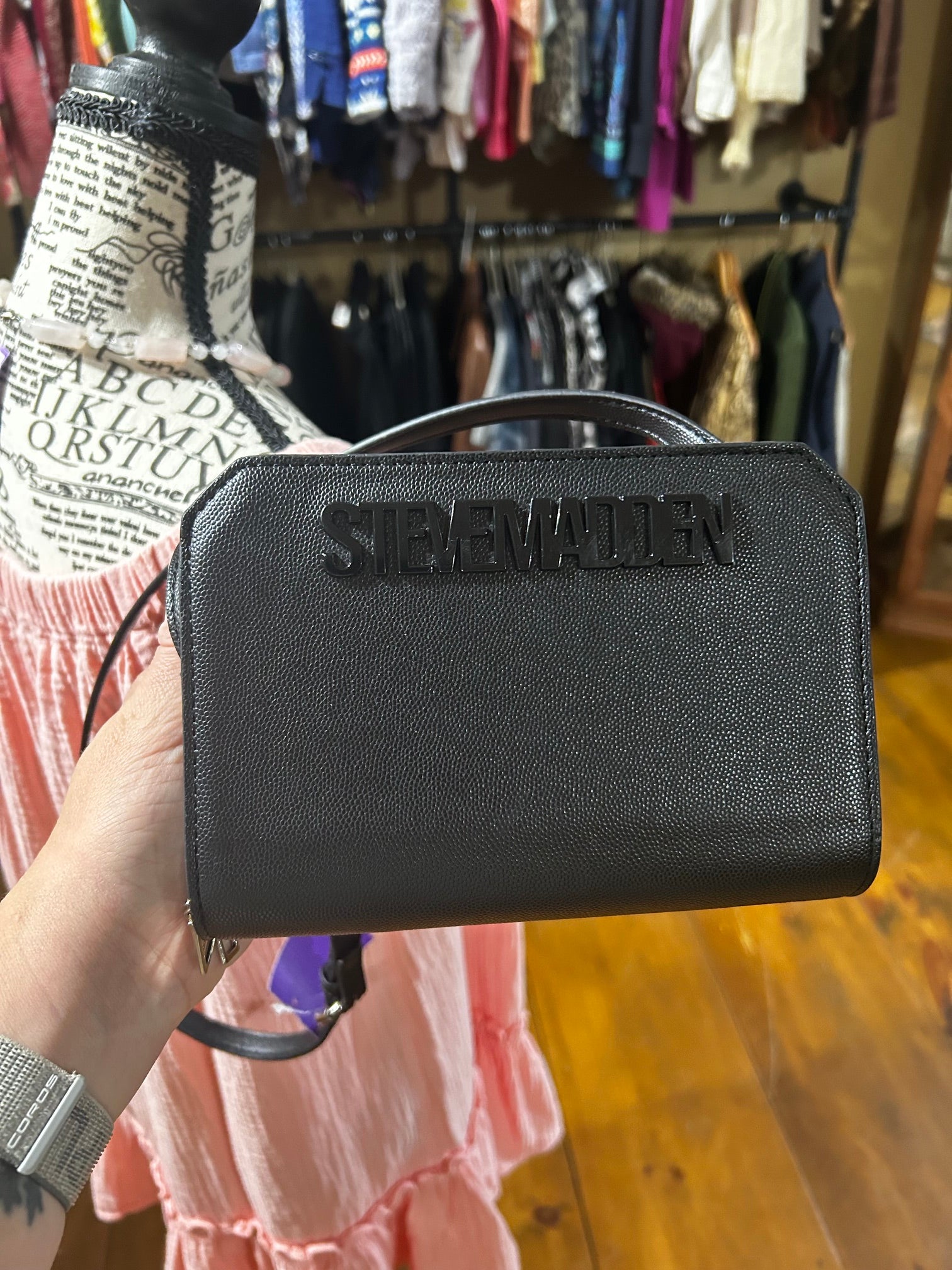 Black Steve Madden Bevelyn Convertible Crossbody Bag, OS