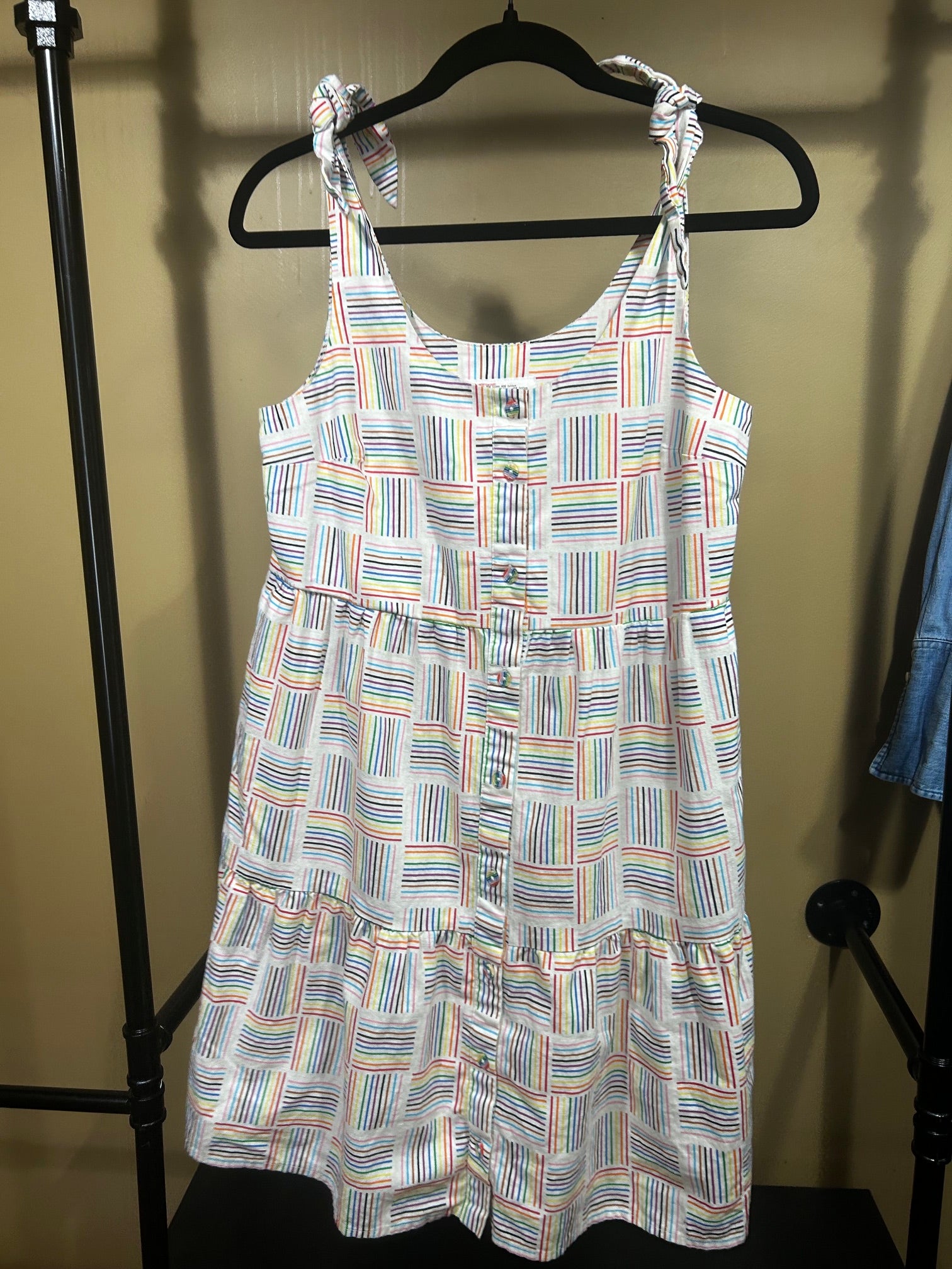 Rainbow No Brand Label Linen-Blend Dress, XS