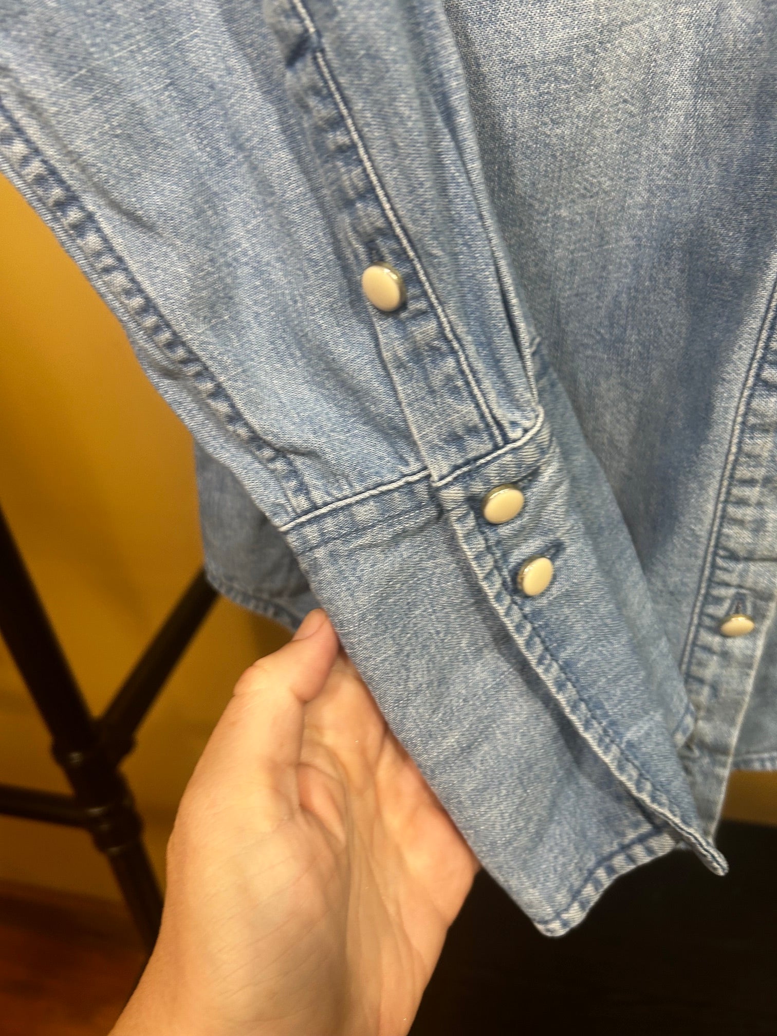 Blue J.Crew 100% Cotton Western Denim Shirt, 4