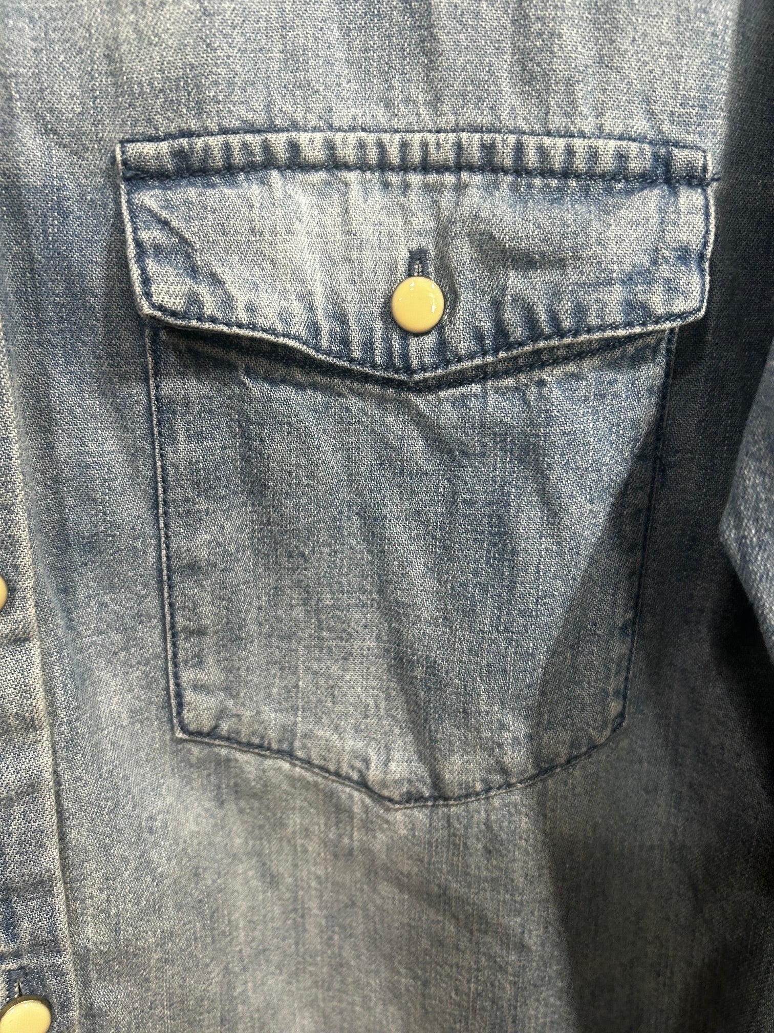 Blue J.Crew 100% Cotton Western Denim Shirt, 4