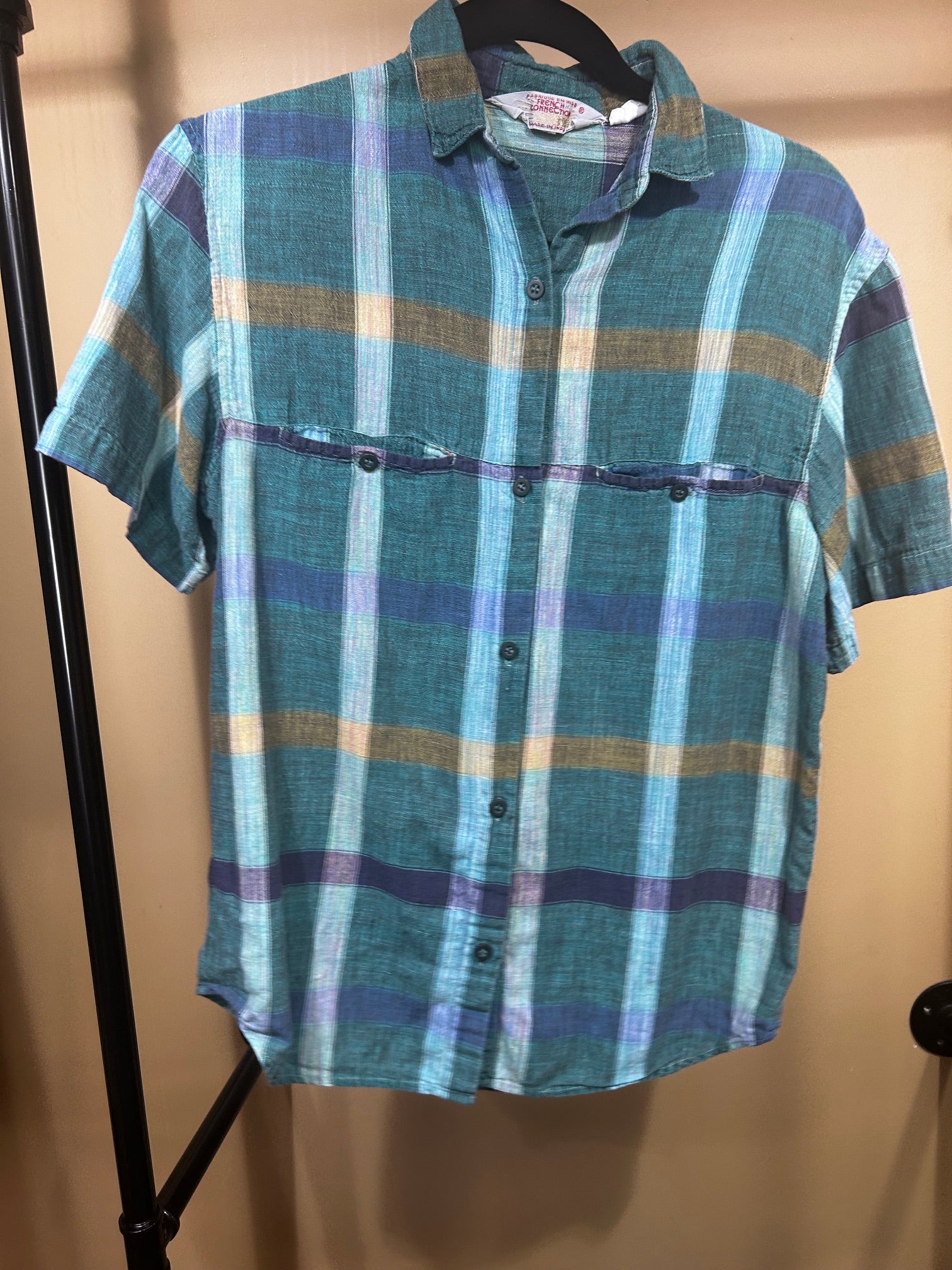 Plaid French Connection Vintage Cotton Button Down, M