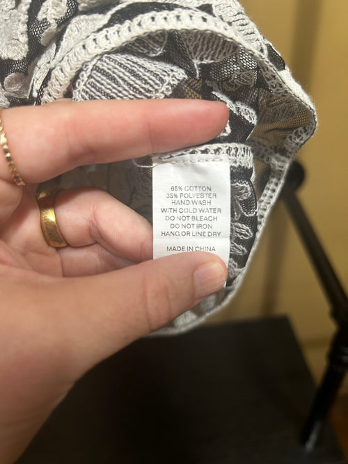 Black and White Anthropologie Everleigh Lace Boho Top, S