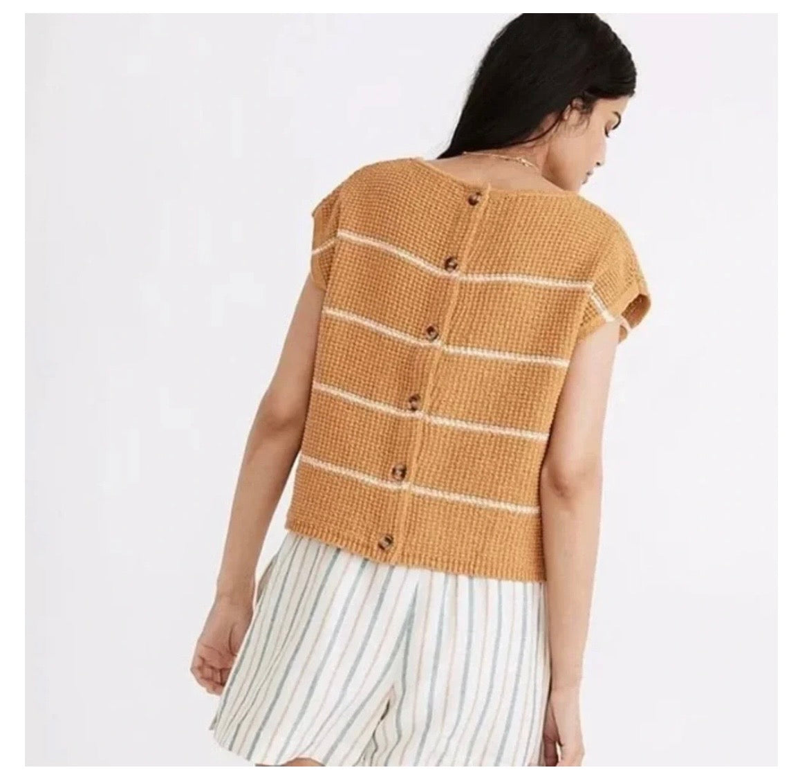 Orange Madewell 100% Cotton Boxy Button-Back Sweater, XS