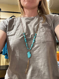 Turquoise No Brand Label Boho Statement Necklace, OS