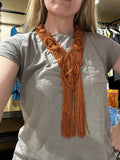 Burnt Orange Freedom Macrame Art Deco Necklace, OS