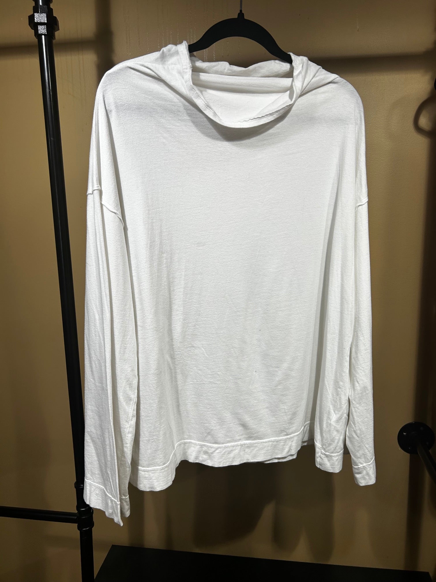 White Free People Mock-Neck Long S-leeve Top, L