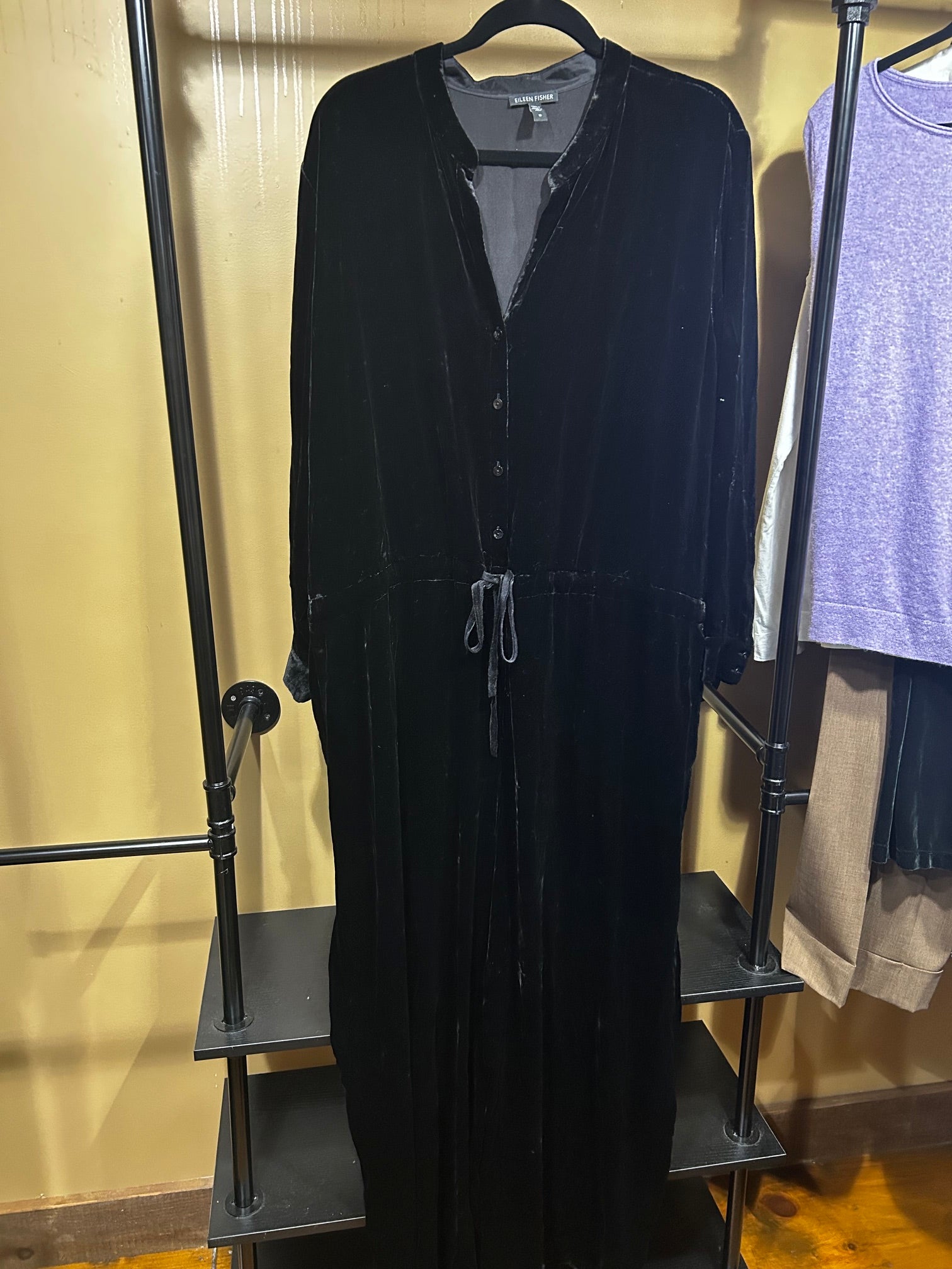 Black Eileen Fisher $378 Velvet Jumpsuit, XL