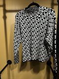 B&W Checkered Maeve Carys Mock Neck Sweater, L