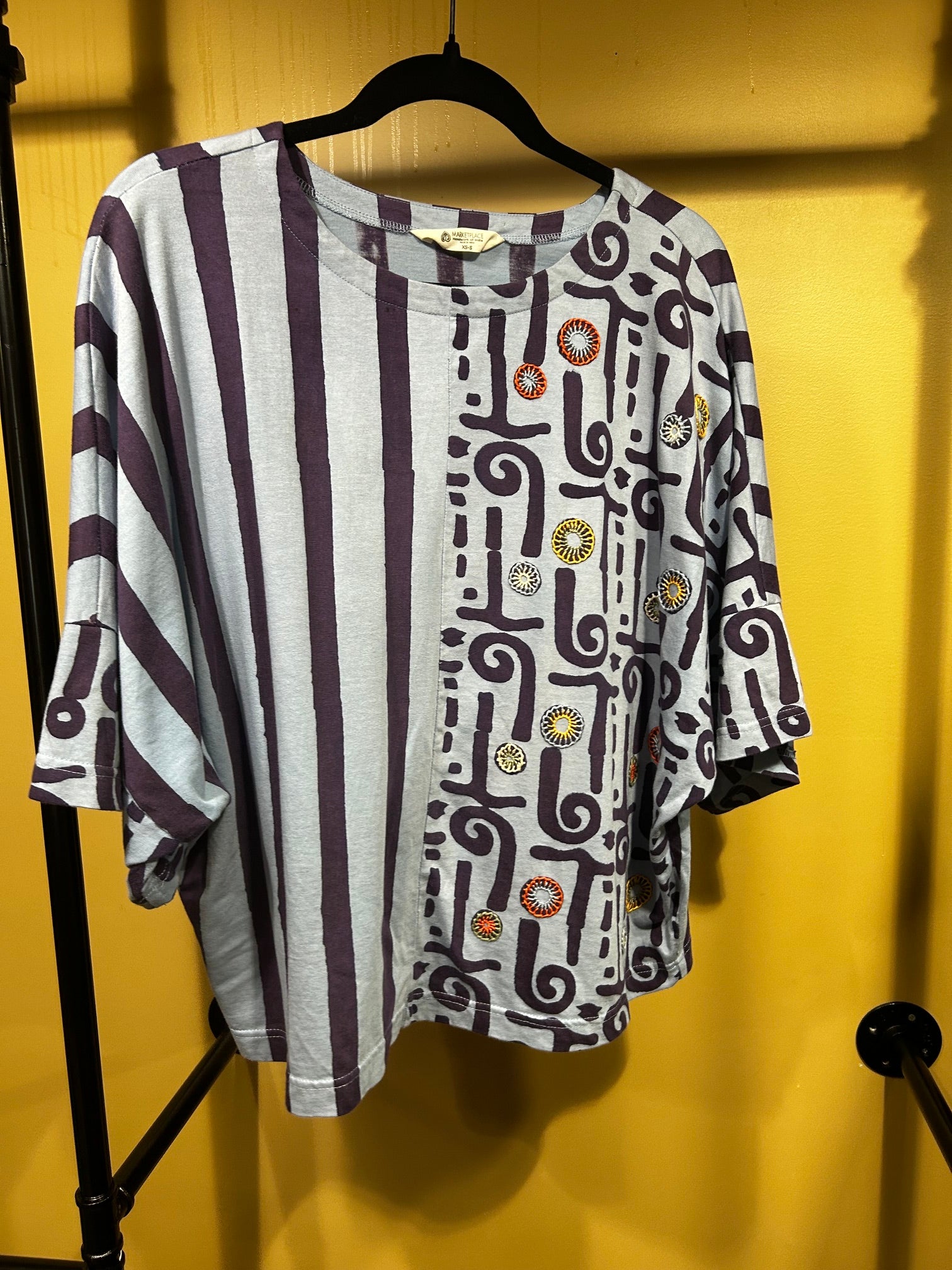 Multicolored Marketplace of India Unique  Oversized Top, S