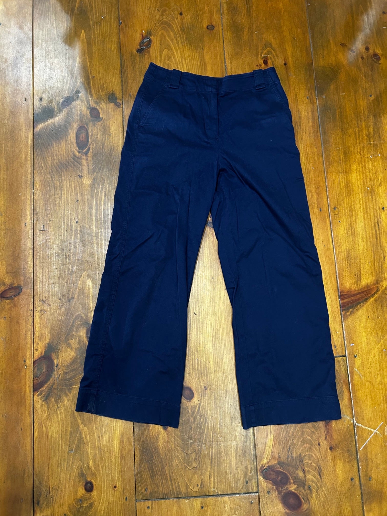 Navy J. Crew High-Waisted Wide Leg Trousers, 10