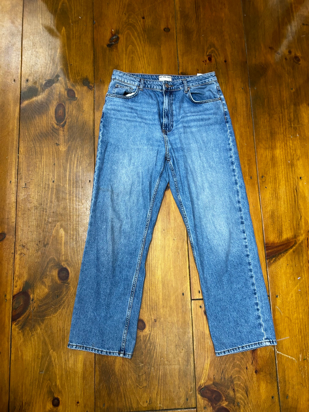 Denim Free People High-Rise Slim Straight Leg, 32