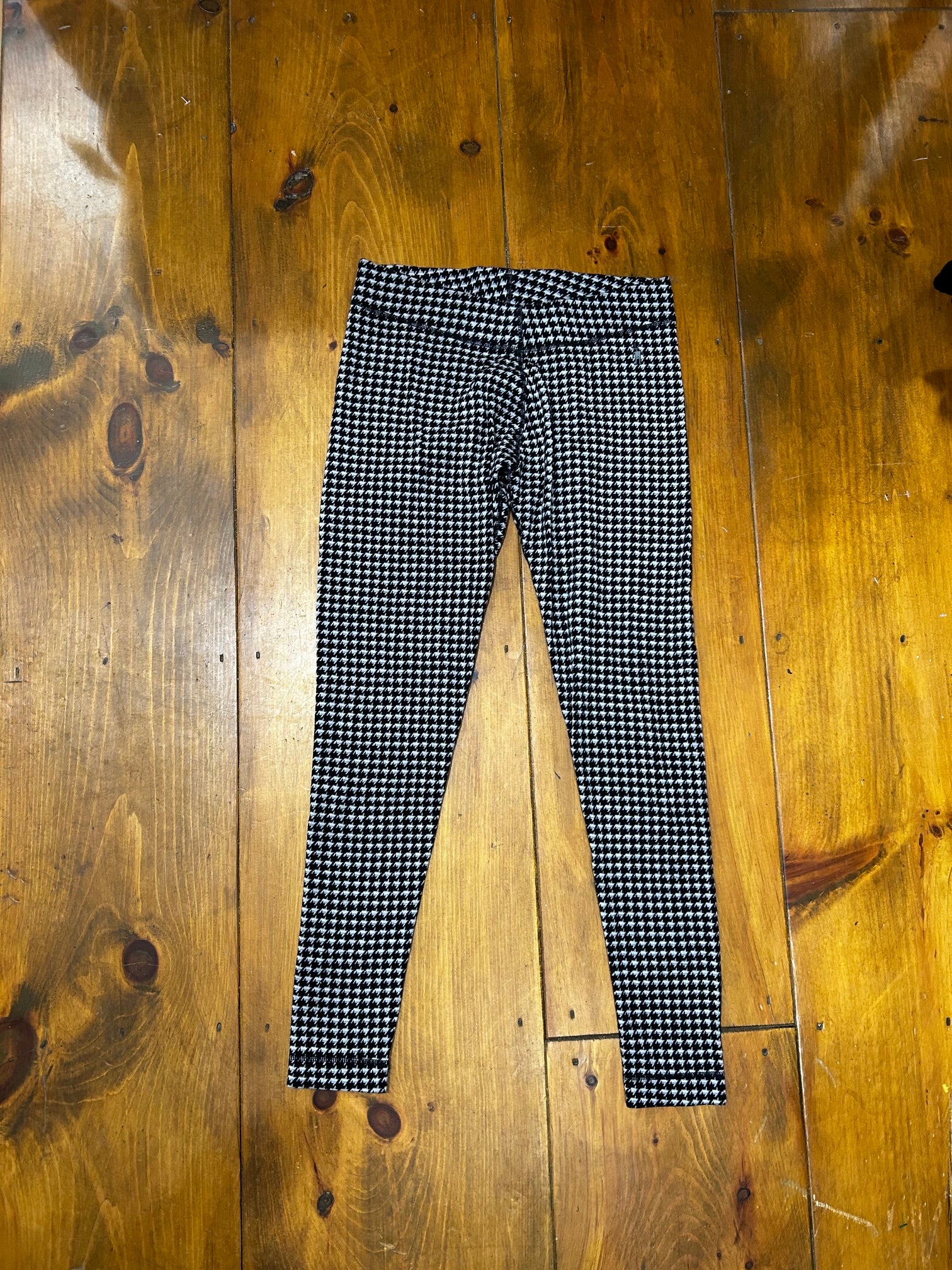 Black Houndstooth Smartwool 100% Merino Wool Leggings, XL