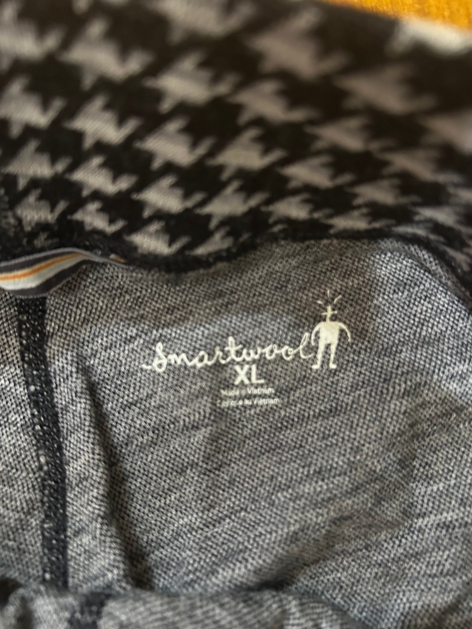 Black Houndstooth Smartwool 100% Merino Wool Leggings, XL