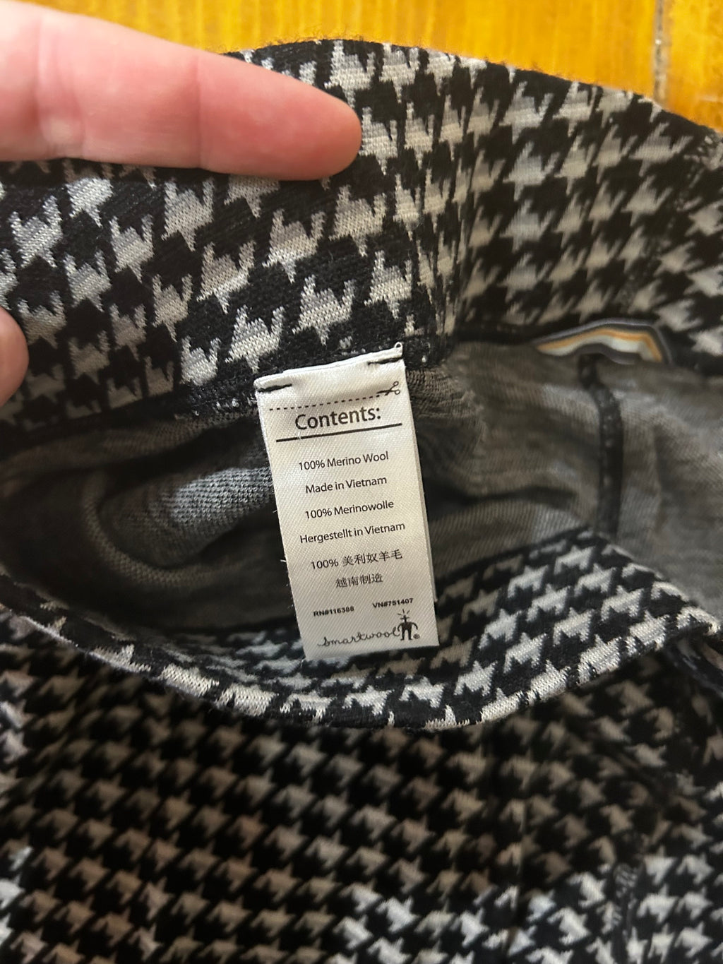 Black Houndstooth Smartwool 100% Merino Wool Leggings, XL