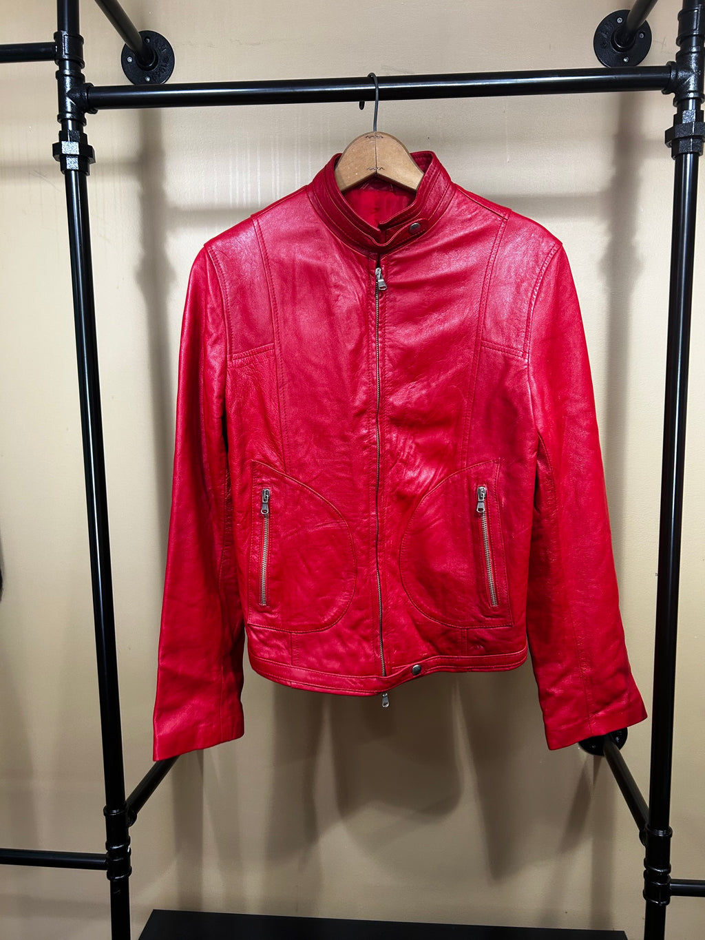 Red Giorgio 1966 Vintage Leather Jacket, M