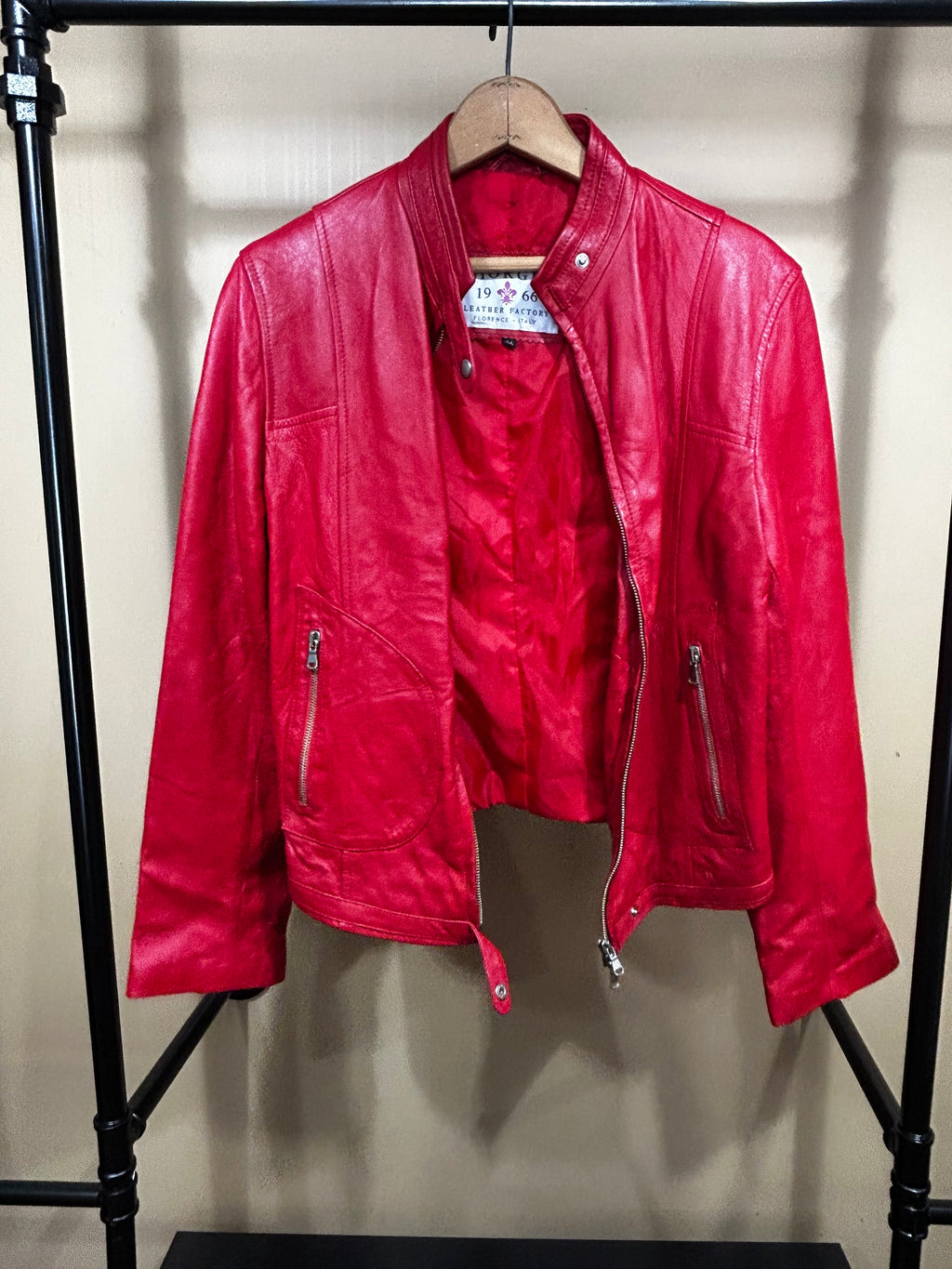 Red Giorgio 1966 Vintage Leather Jacket, M