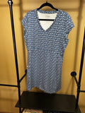 Geometric Blue L.L. Bean Sleeveless V-Neck Dress, L